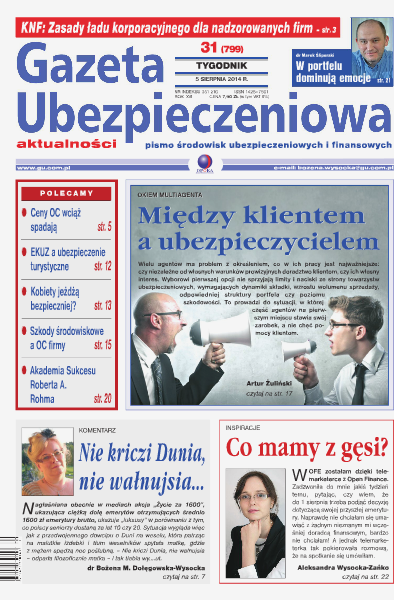 Gazeta Ubezpieczeniowa - prenumerata nr 31/2014