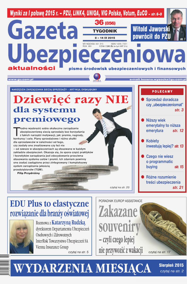 Gazeta Ubezpieczeniowa - wydanie elektroniczne nr 36-2015