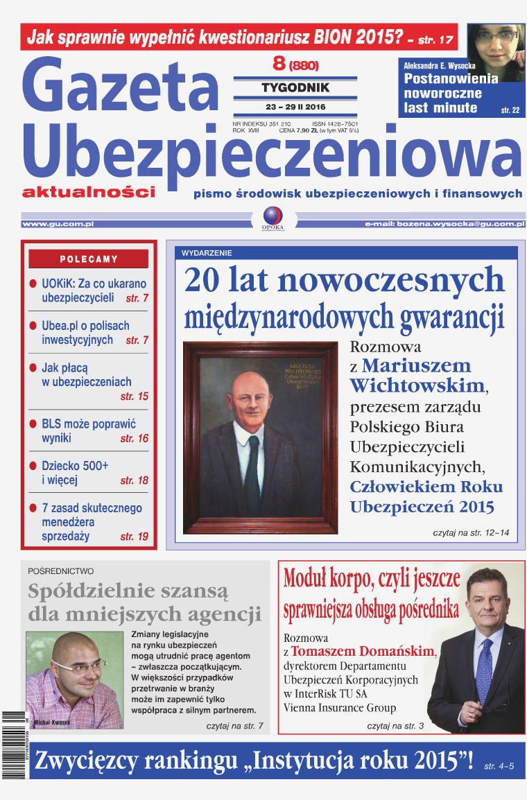 Gazeta Ubezpieczeniowa - wydanie elektroniczne nr 8-2016