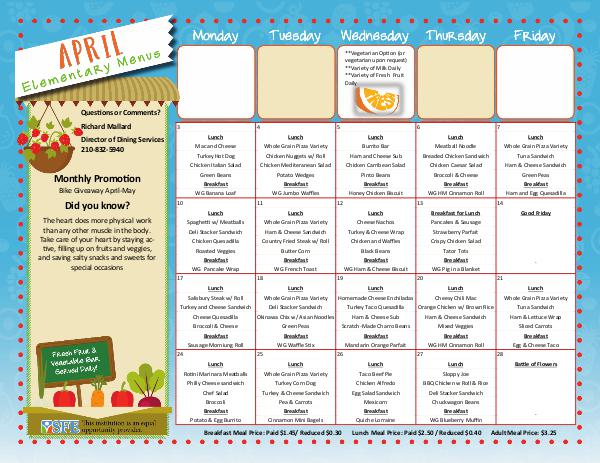 376 - Alamo Heights ISD ( AHISD ) Elementary Menu