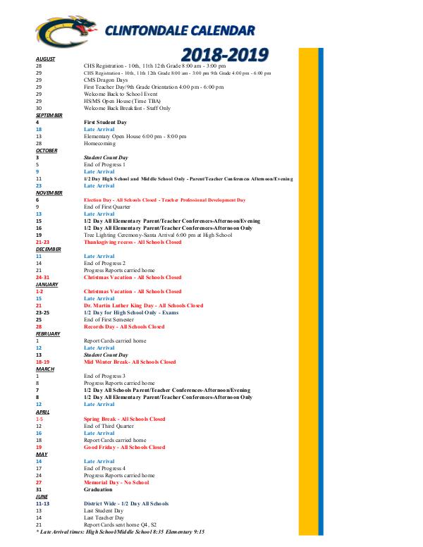 Clintondale Community Schools Dates v1 1