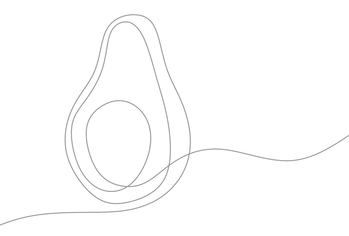 Simple continuous line drawing of an avocado