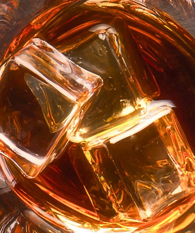Amber liquid with ice