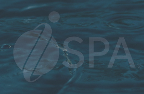 Pool water image with faint SPA circular logo (small swatch).