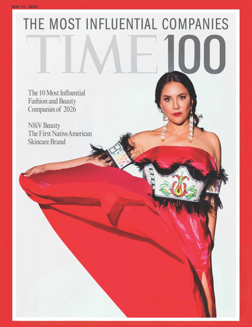 TIME100 cover featuring N8iV Beauty founder in a red dress