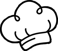 Small line-art icon of a chef's toque