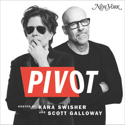 Pivot podcast cover &mdash; promotional cover with hosts and bold 'PIVOT' text