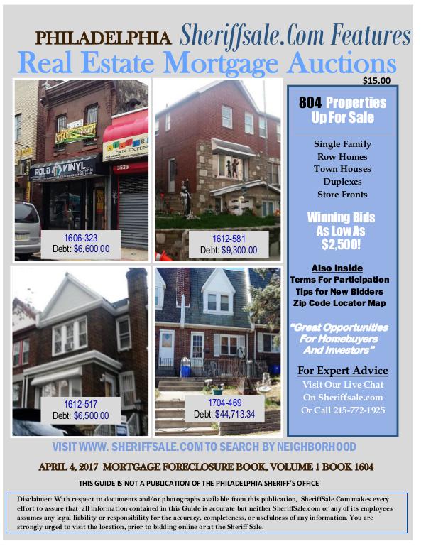 April Promo 2017 Mortgage SheriffSale.com Buy Philly Foreclosures Guide