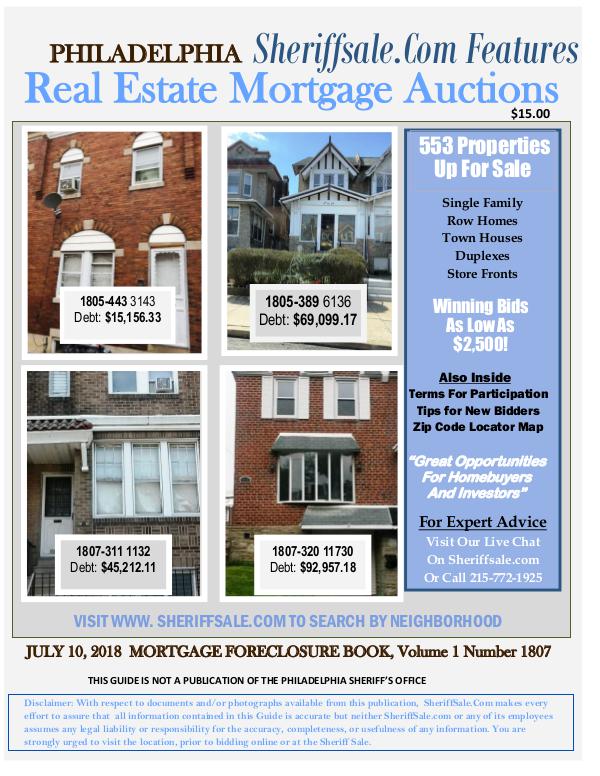 Philadelphia's July Foreclosure Auction Guide July 10 Mort Final