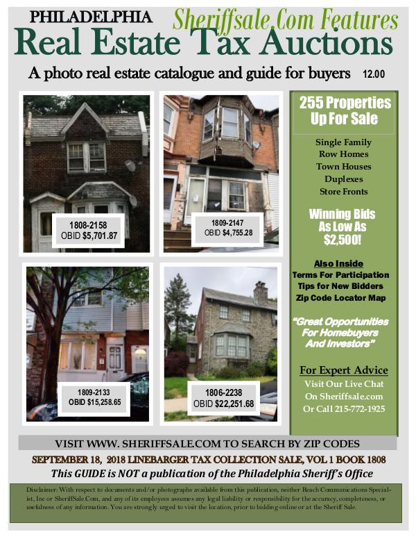 September 18 Philadelphia Tax Auction Color Photo Guide SEPTEMBER 18,  2018 LINEBARGER TAX COLLECTION SALE