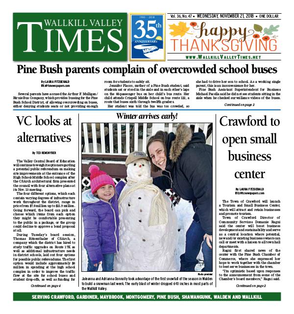 Wallkill Valley Times Nov. 21 2018