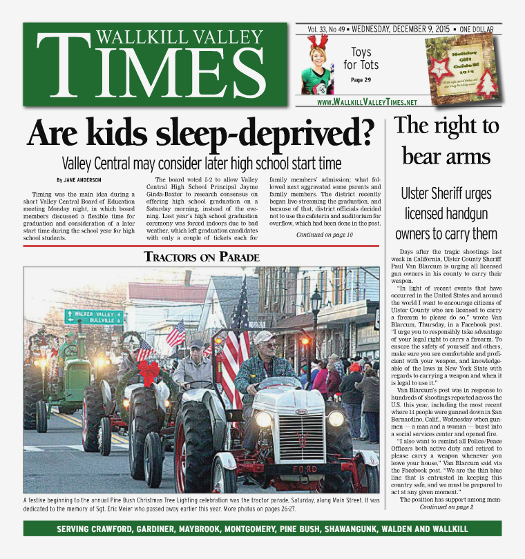 Wallkill Valley Times Dec. 09 2015