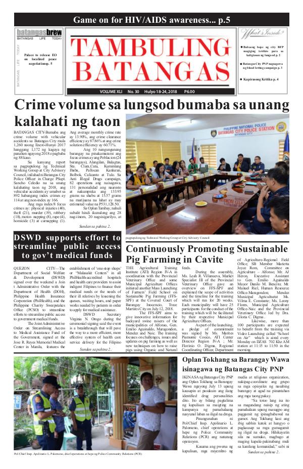 Tambuling Batangas Publication July 18-24, 2018 Issue