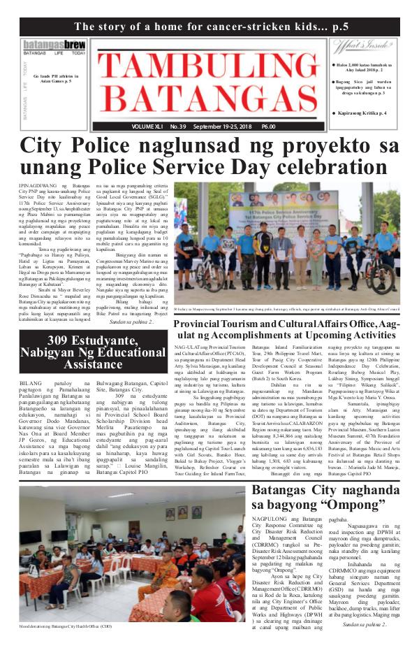 Tambuling Batangas Publication September 19-25, 2018 Issue