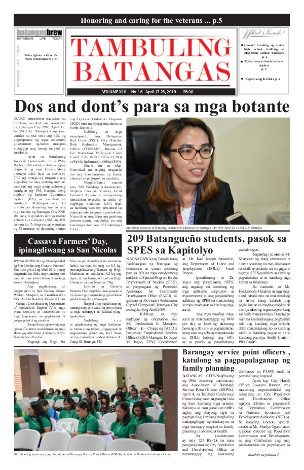 Tambuling Batangas Publication April 17-23, 2019 Issue