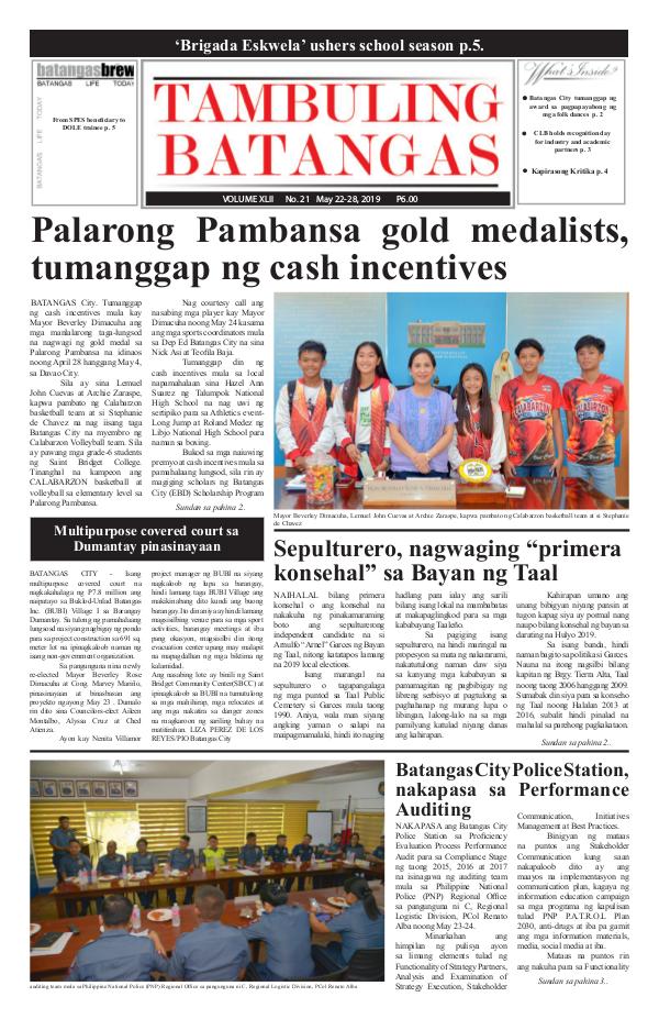 Tambuling Batangas Publication May 22-28, 2019 Issue