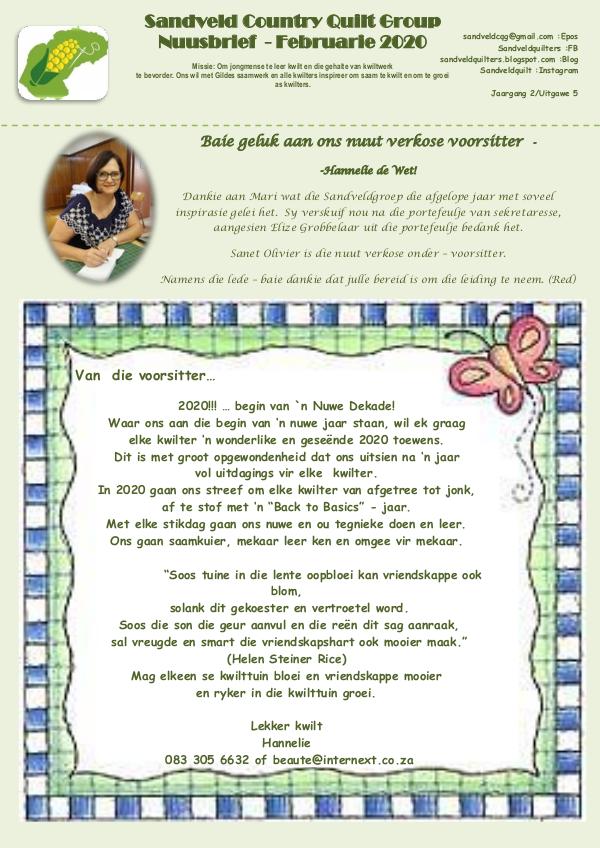 Sandveld Country Quilt Grp - Newsletter Feb 2020 Nuusbrief Feb 2020  Whats App