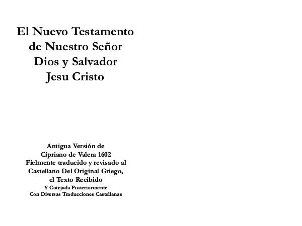 NUEVO TESTAMENTO / REINA VALERA 1602