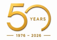 Commemorative circular 50 Years (1976&ndash;2026) anniversary emblem.