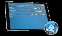 Tablet screen showing the SecuroGlide Door Designer interface.