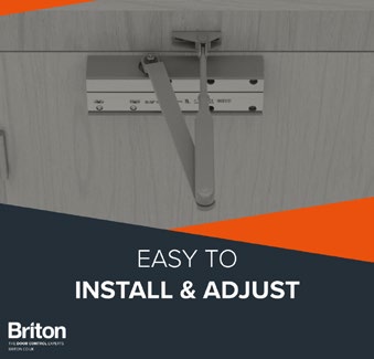Briton promotional graphic reading 'COMPLETE PEACE OF MIND' with a door closer image.