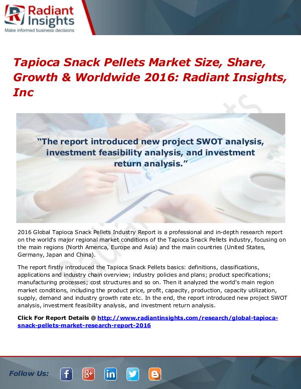 Tapioca Snack Pellets Market Size, Share, Growth & Worldwide 2016 Tapioca Snack Pellets Market 2016