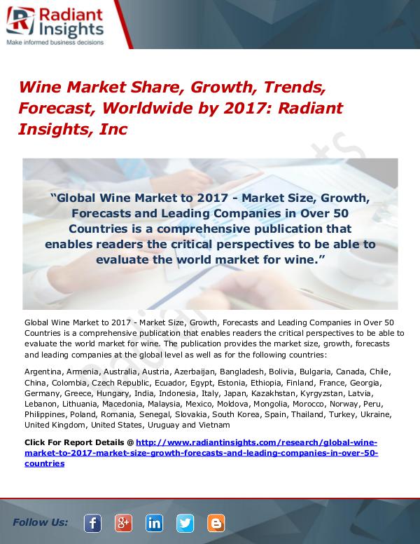 Wine Market Share, Growth, Trends, Forecast, Worldwide by 2017 Wine Market 2017