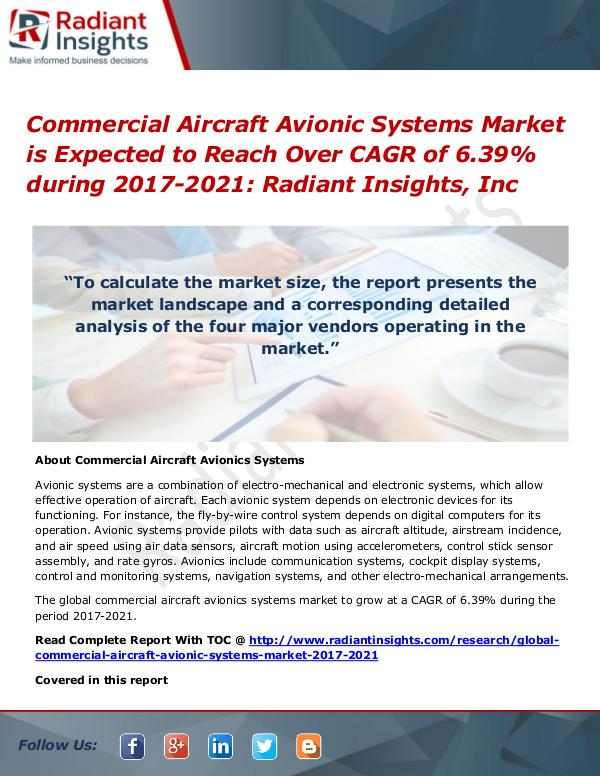 Commercial Aircraft Avionic Systems Market is Expected to Reach Over Commercial Aircraft Avionic Systems Market 2021