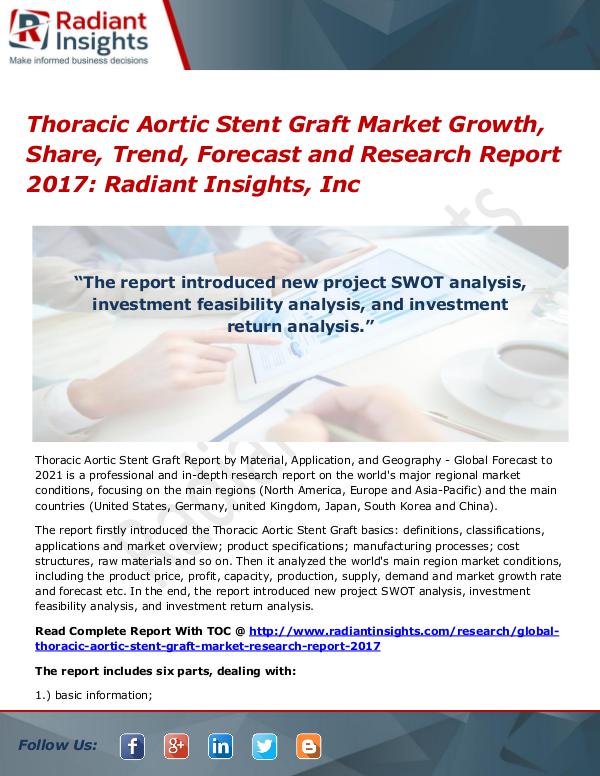 Thoracic Aortic Stent Graft Market Growth, Share, Trend, Forecast2017 Thoracic Aortic Stent Graft Market 2017