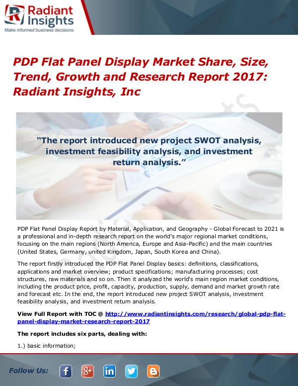 PDP Flat Panel Display Market Share, Size, Trend, Growth 2017 PDP Flat Panel Display Market Share, Size 2017