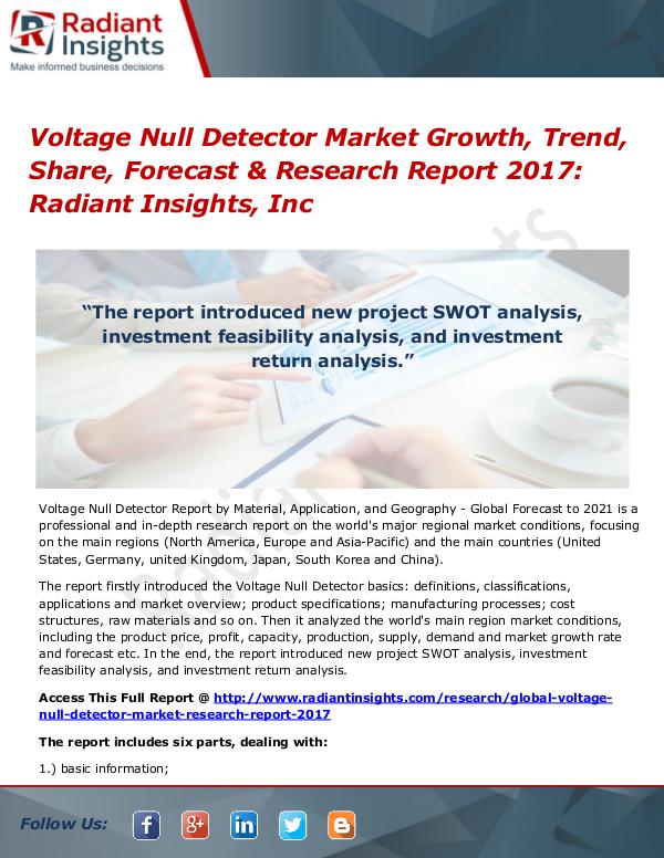 Voltage Detector Market Size, Share, Growth, Trends, Forecast 2017 Voltage Null Detector Market Growth, Trend 2017