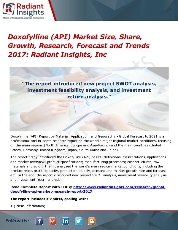 Doxofylline (API) Market Size, Share, Growth, Research, Forecast 2017 Doxofylline (API) Market Size, Share, Growth 2017