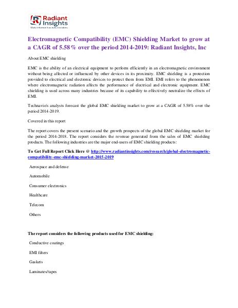 Electromagnetic Compatibility (EMC) Shielding Market 2014-2019 Electromagnetic Compatibility (EMC) Shielding Mark