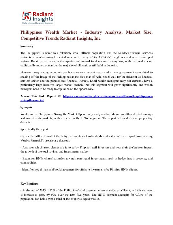 Philippines Wealth Market - Industry Analysis, Market Size Philippines Wealth Market