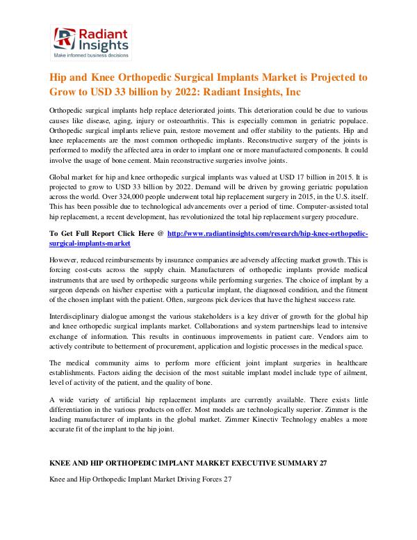 Hip and Knee Orthopedic Surgical Implants Market 2022 Hip and Knee Orthopedic Surgical Implants Market