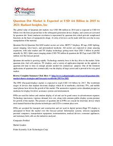 Quantum Dot Market is Expected at USD 4.6 Billion in 2015 to 2021