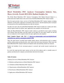 Blood Metabolites POC Analyzer Consumption Industry Size, Share 2016