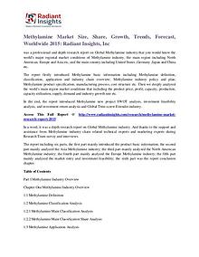 Methylamine Market Size, Share, Growth, Trends, Forecast, 2015