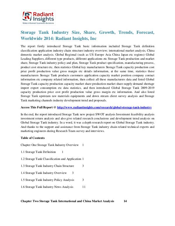 Storage Tank Industry Size, Share, Growth, Trends, Forecast 2014 Storage Tank Industry 2014