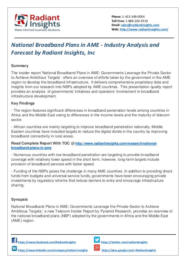 National Broadband Plans in AME - Industry Analysis and Forecast National Broadband Plans in AME