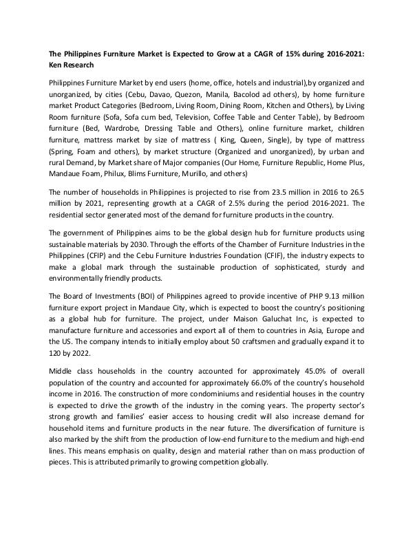 Philippine Furniture Market Size