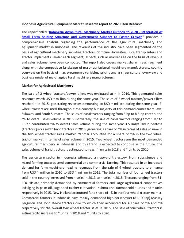 Indonesia Agricultural Machinery Market Players