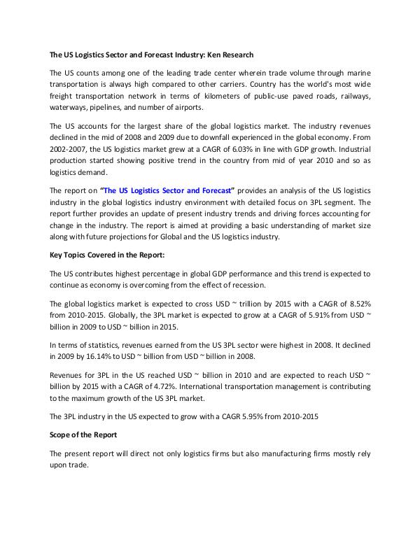 US Logistics Market Research Report