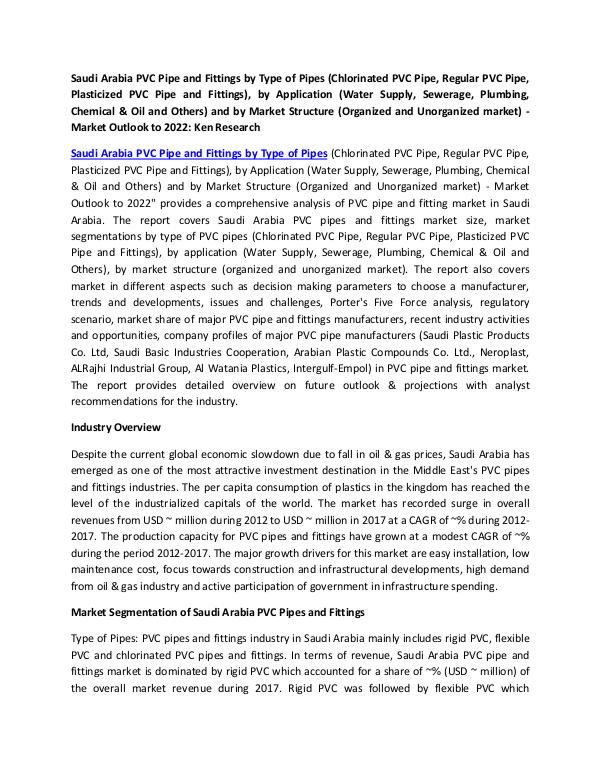 CPVC Pipe Market Demand Saudi Arabia