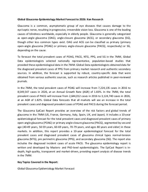 Global Glaucoma-Epidemiology Market Forecast