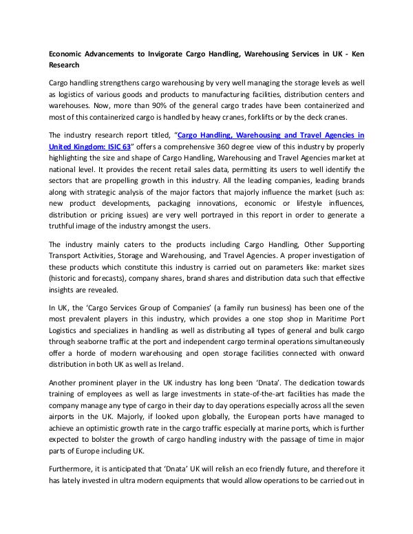 UK Cargo Handling and Warehousing Ports