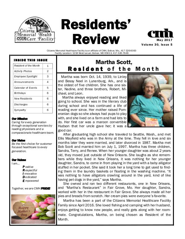 CMHCF Residents' Review May 2017