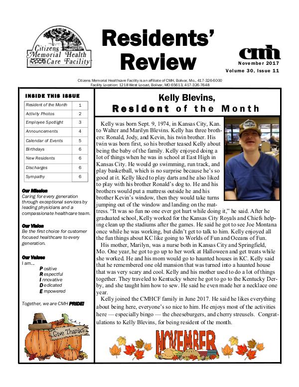 CMHCF Residents' Review November 2017