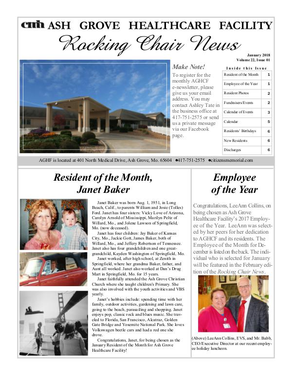 Ash Grove Healthcare Facility's Rocking Chair News January 2018