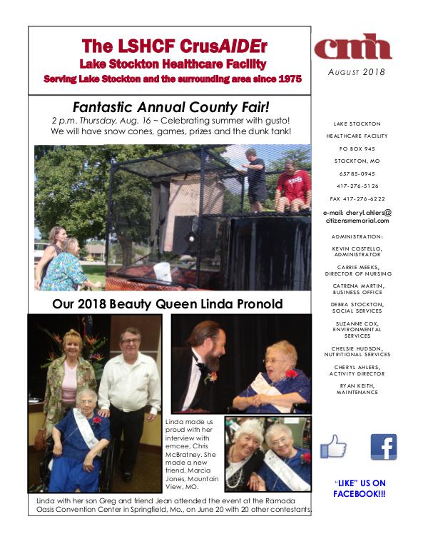 Lake Stockton Healthcare Facility eNewsletter August 2018